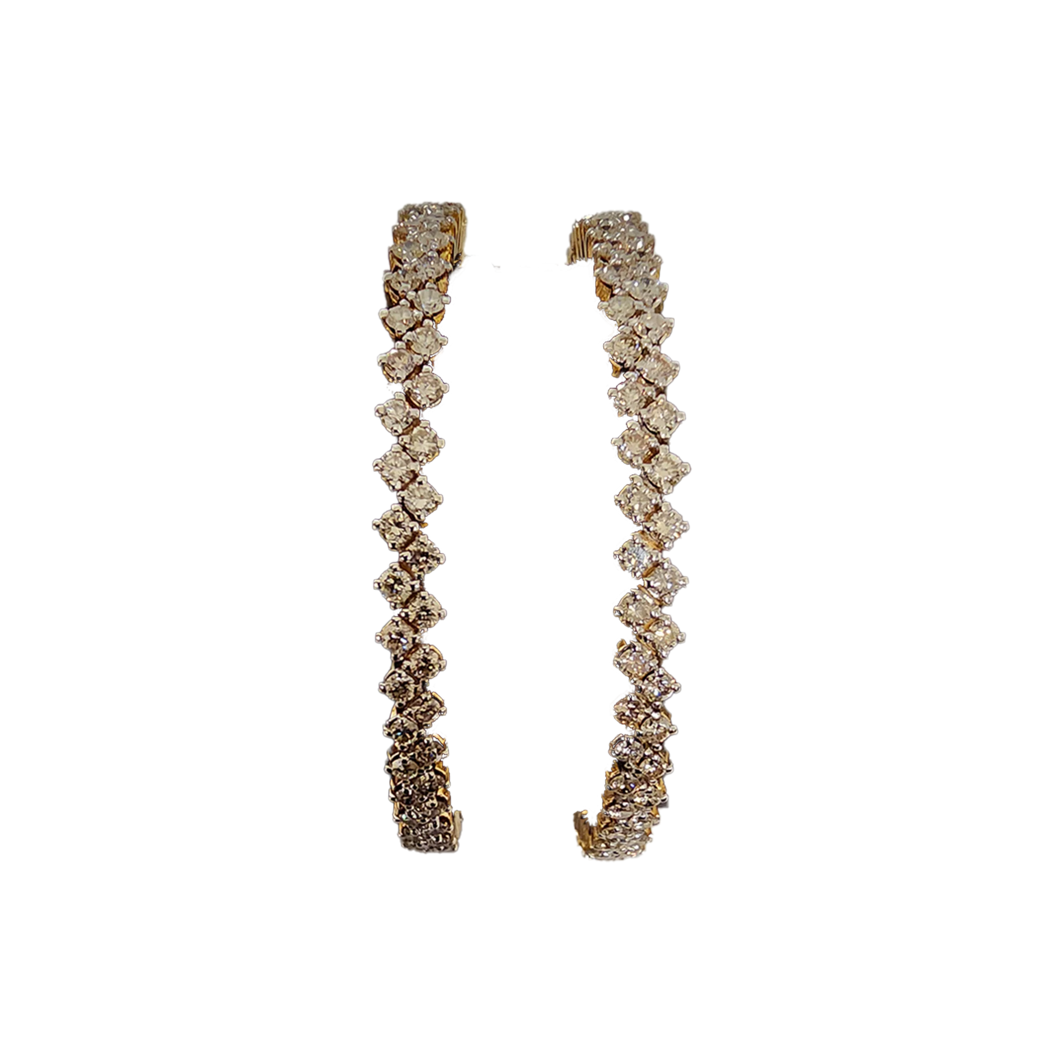 (BD-220) 1 pair diamond bangles Diamond 12.55CT Gold 44.060 14 kt  (Hallmarked)