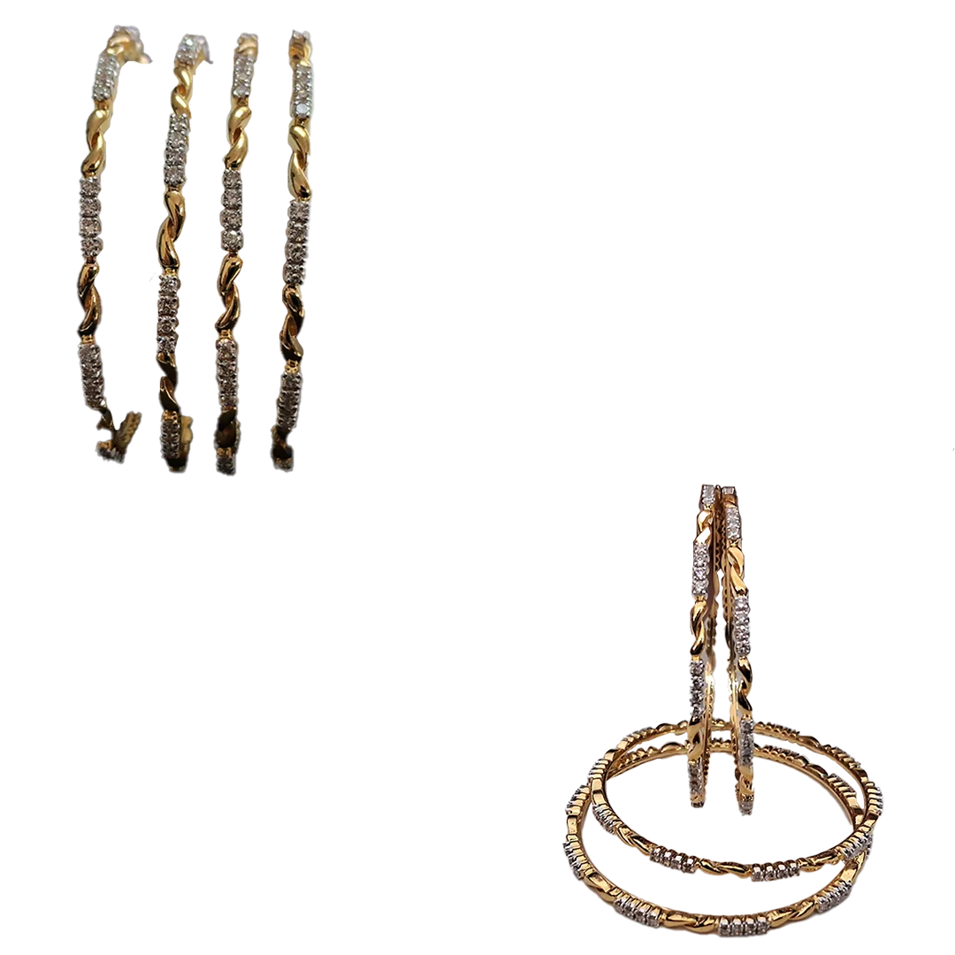 (BD-216) Diamond Bangle ( Diamond- 7.21 CT, Gold- 56.548, 14 KT (Hallmarked)