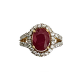 (RDL-307) Ladies Diamond Rings in 14/18CT Hallmarked Gold (Diamond 1.08CT, Ruby 5.14CT, Gold 18Kt 10.272 grams)