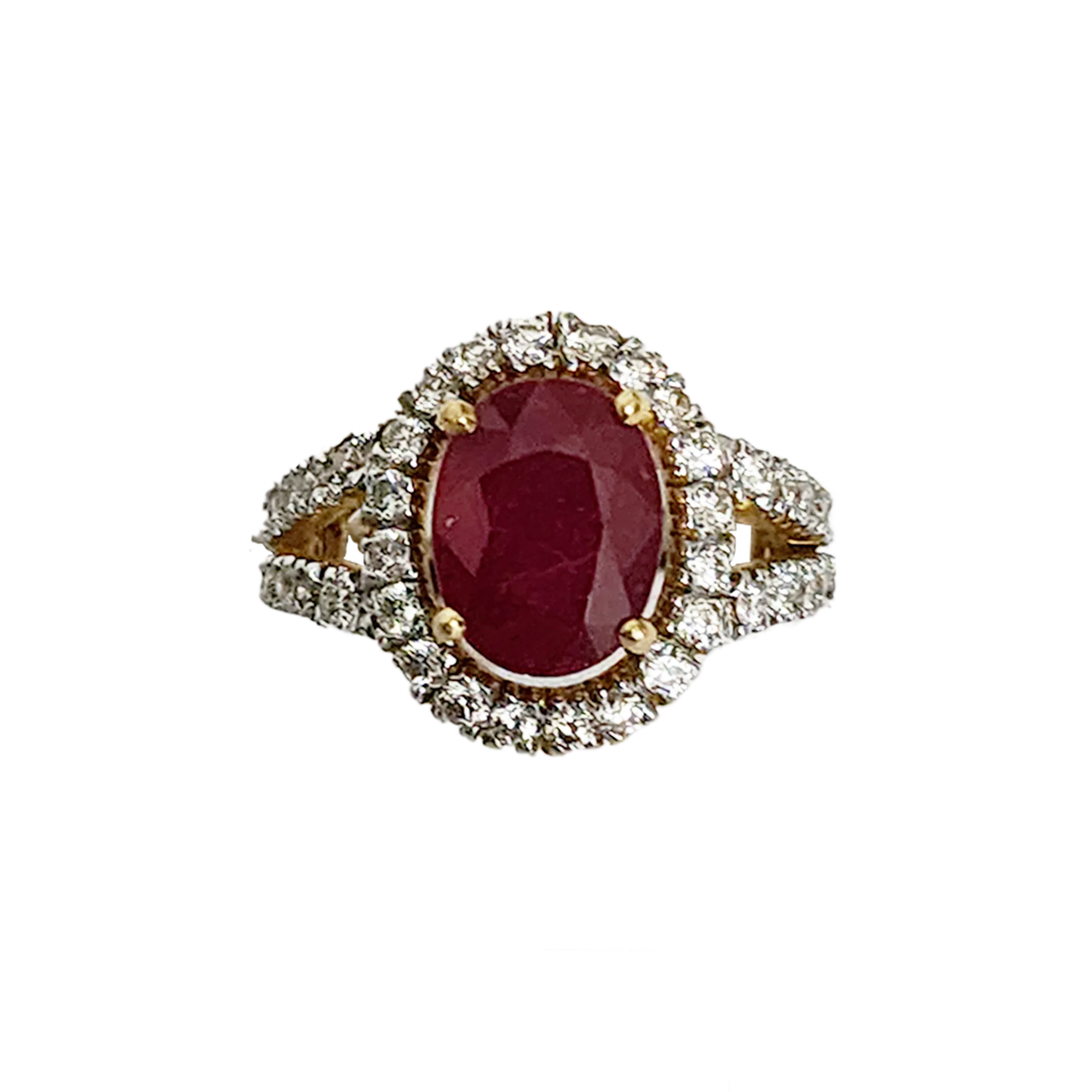 (RDL-307) Ladies Diamond Rings in 14/18CT Hallmarked Gold (Diamond 1.08CT, Ruby 5.14CT, Gold 18Kt 10.272 grams)