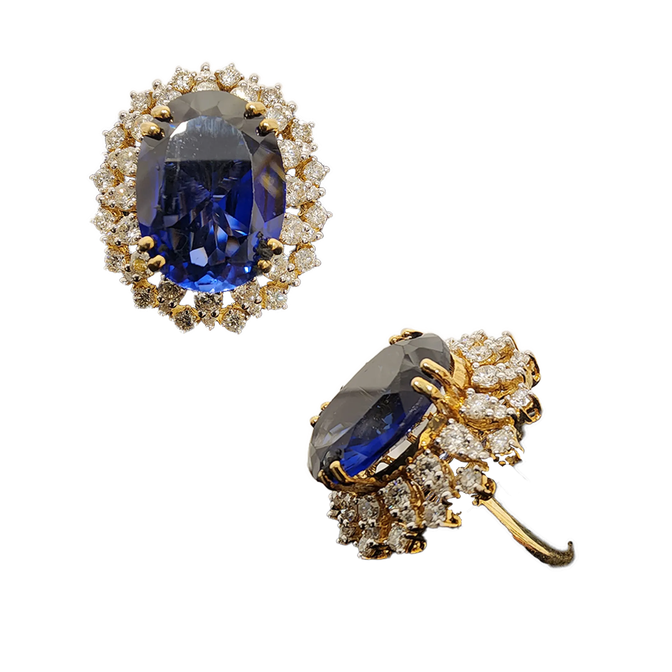 (RDL-576) Ladies Diamond Rings in 14/18CT Hallmarked Gold (Diamond 1.65CT, Blue stone ,10.58CT Gold 18Kt 12.27 grams)