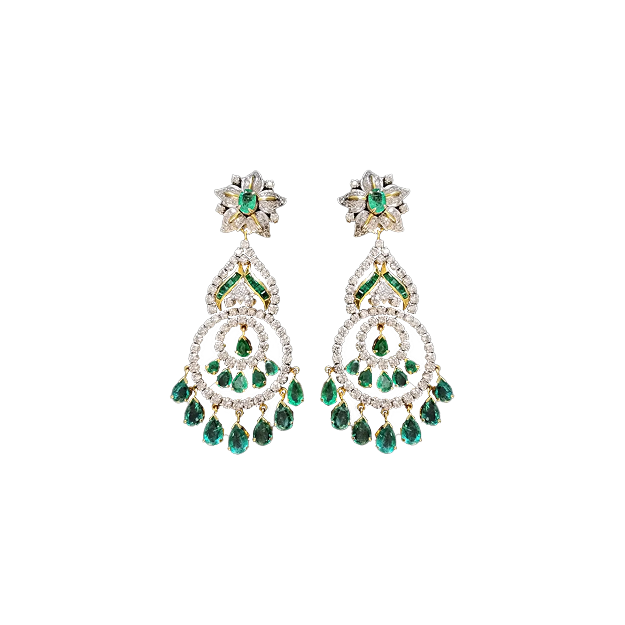 (MSD-16) Diamond Tops in 14kt Hallmarked Gold (Diamond with Emerald Diamond 6.08 CT, Gold-39.000 grams ,Emerald in Earring 10 CT)