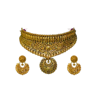 Gold Chic Set, Necklace - 35 Grams, Earrings - 14.850 Grams. Total Weight - 49.850 Grams, 22CT, 91.6% Purity