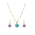 Gold Flower pendant Set - Chain - 7.750 Granms 18CT, Net Weight of pendant and tops - 4.400 18CT
