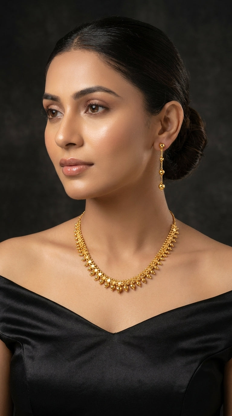 Necklace: CG-790 - 23.686gm & Earings: Tg-756 - 7.42 gm (18ct), Total: 31.106gm(18ct)