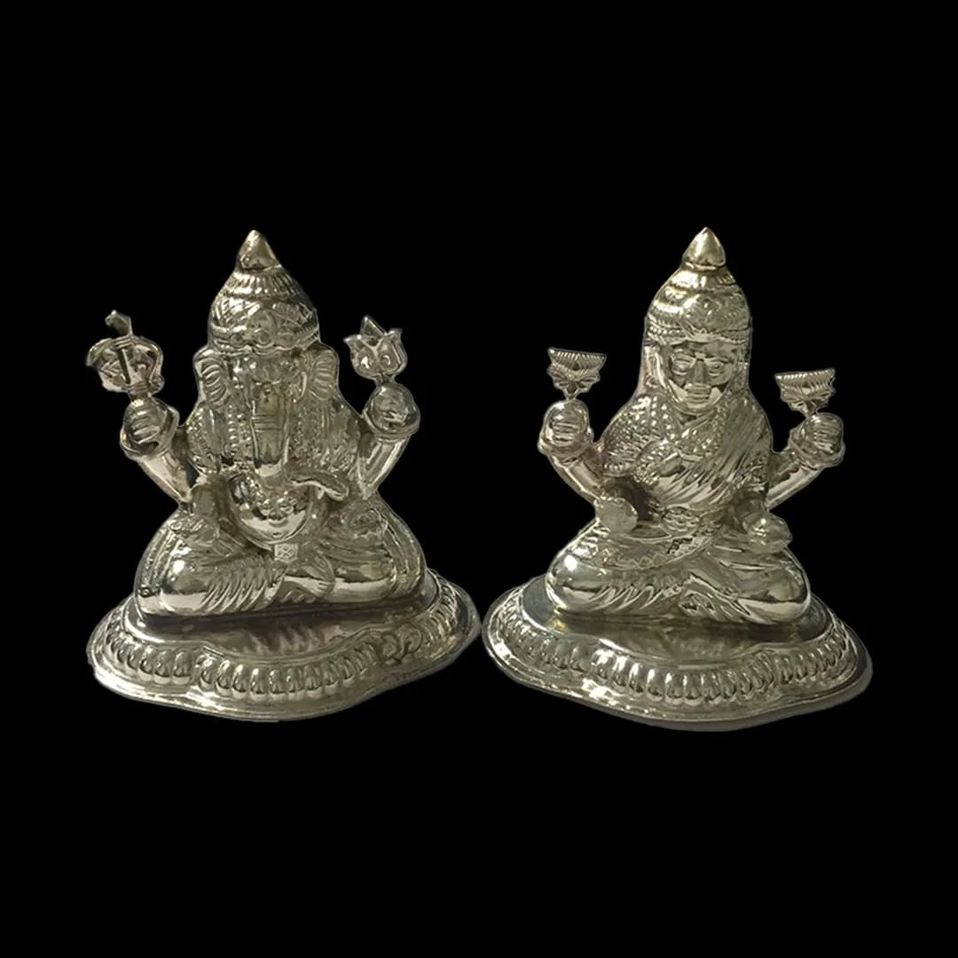 (LG-28) Laxmi and Ganesh Idols in Silver, 40 Grams Pair