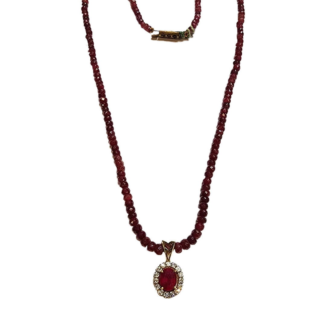 (PD-223) Diamond-0.71, Gold-3.783-14CT, Ruby-2.85CT Rs.1500 String-Rs.1500