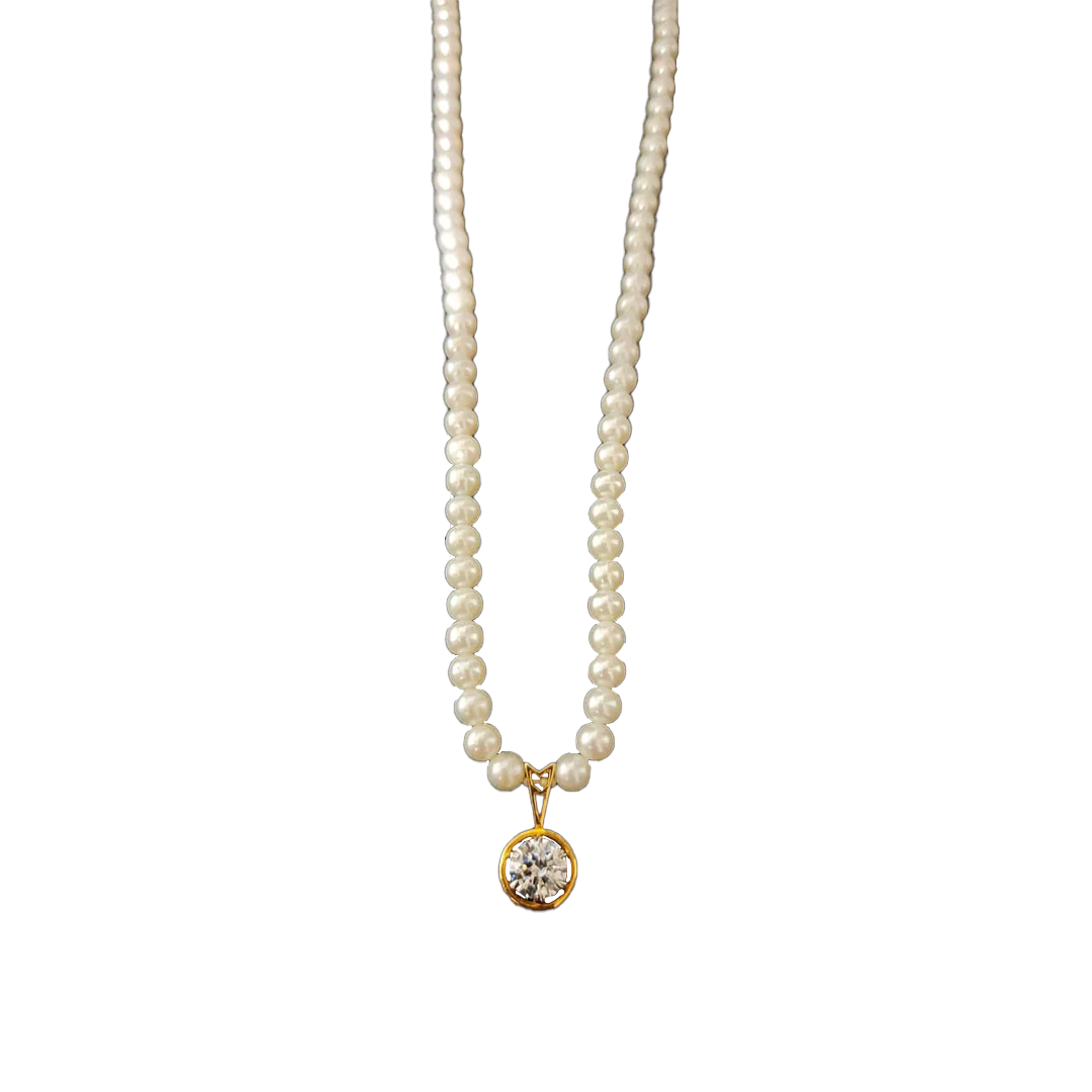 (PG-284) Pendant in gold with AD 2.740 Grams in 14 KT Gold, Cost of Pearl mala RS. 2500