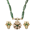 (PSD-118) Pendant Set in Diamond with panna (Pendant- Gold 13.8 Grams , Tops- 12.600 Grams) Total Diamond- 4.19 CT