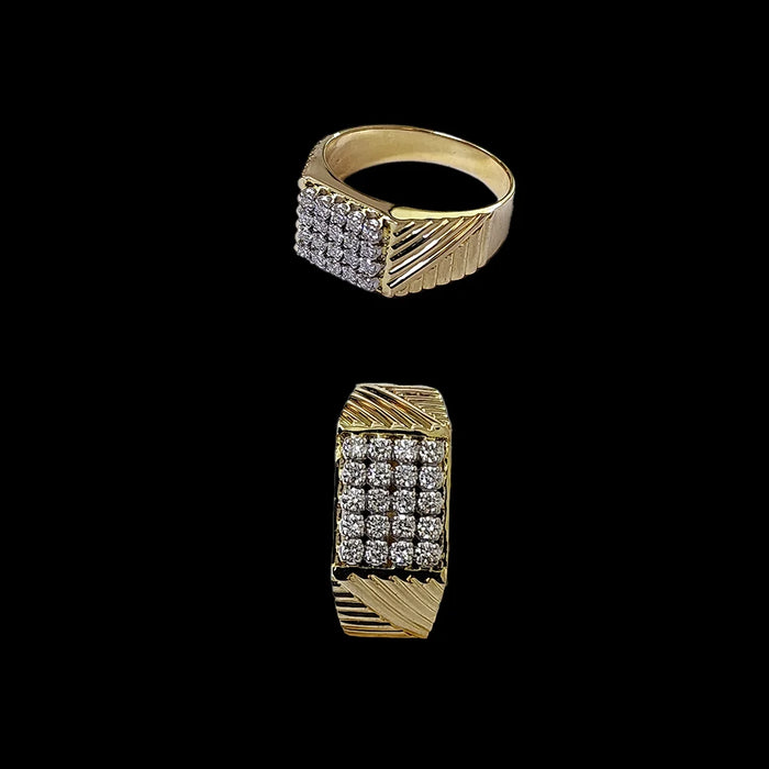 (RDG-4) Diamond Gents Ring, Gold 6.55 (14KT) Diamond 0.43 CT