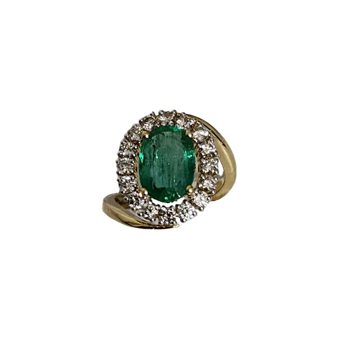 (RDL-703) Ring in Diamond (Diamond-0.93ct, EM-2.82CT, Gold -18kt, 6.68 grams) (Hallmarked)
