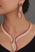 Labgrown Diamonds set Approx weight 100gms - 14ct Gold+ 40ct labgrowns fancy+40ct Ruby.Necklace with Earings