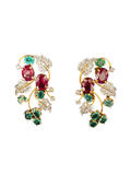 (TD-443) Diamond Tops in 14kt Hallmarked Gold (Diamond 1.41 Grams CT ,Gold 15.636 Grams CT 14 Kt, Rubies 7.86 CT, Emerald 4.13 CT)