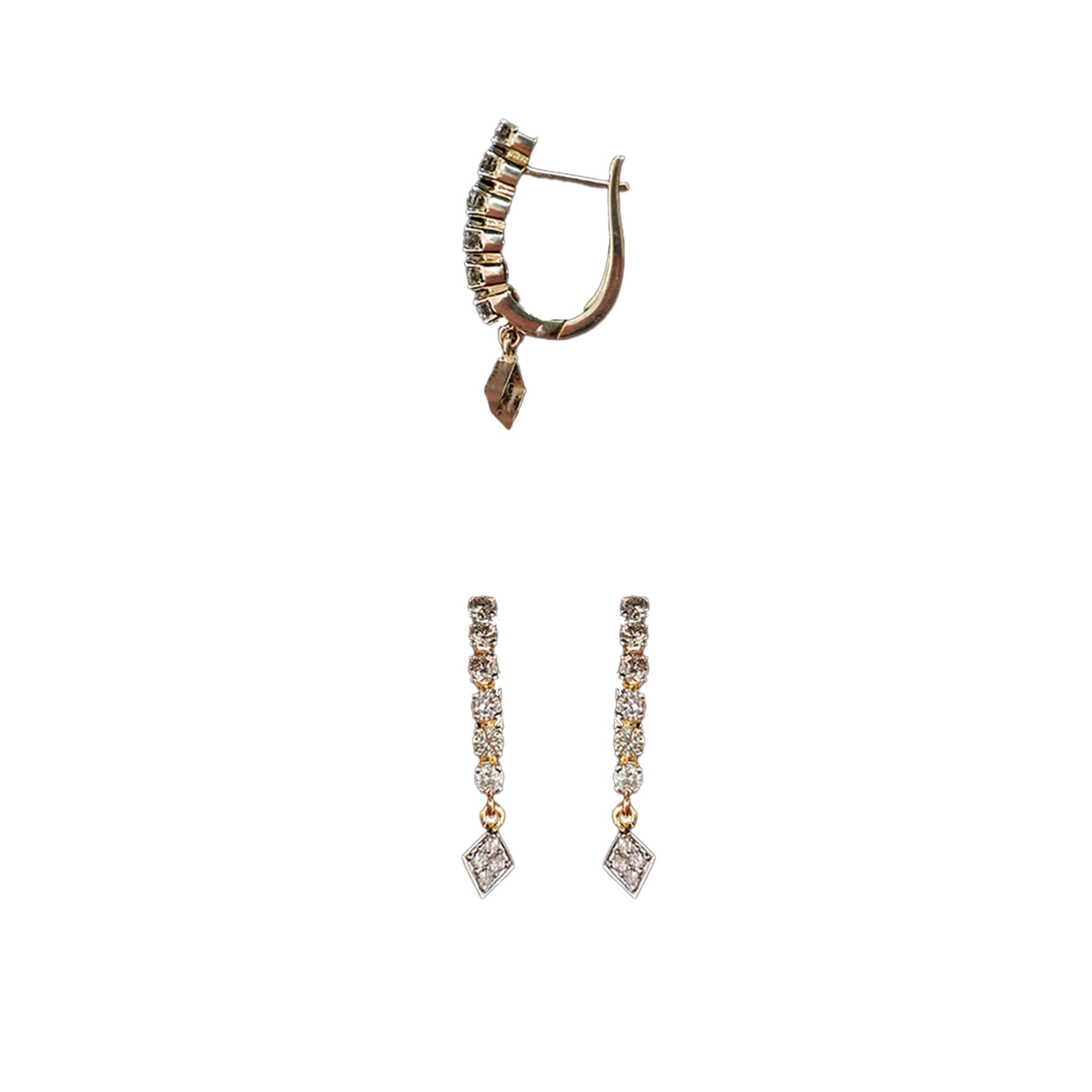 (TD-513) Diamond Tops in 14/18 CT Hallmarked Gold (Diamond 0.73 Grams, Gold 3.523 Grams)