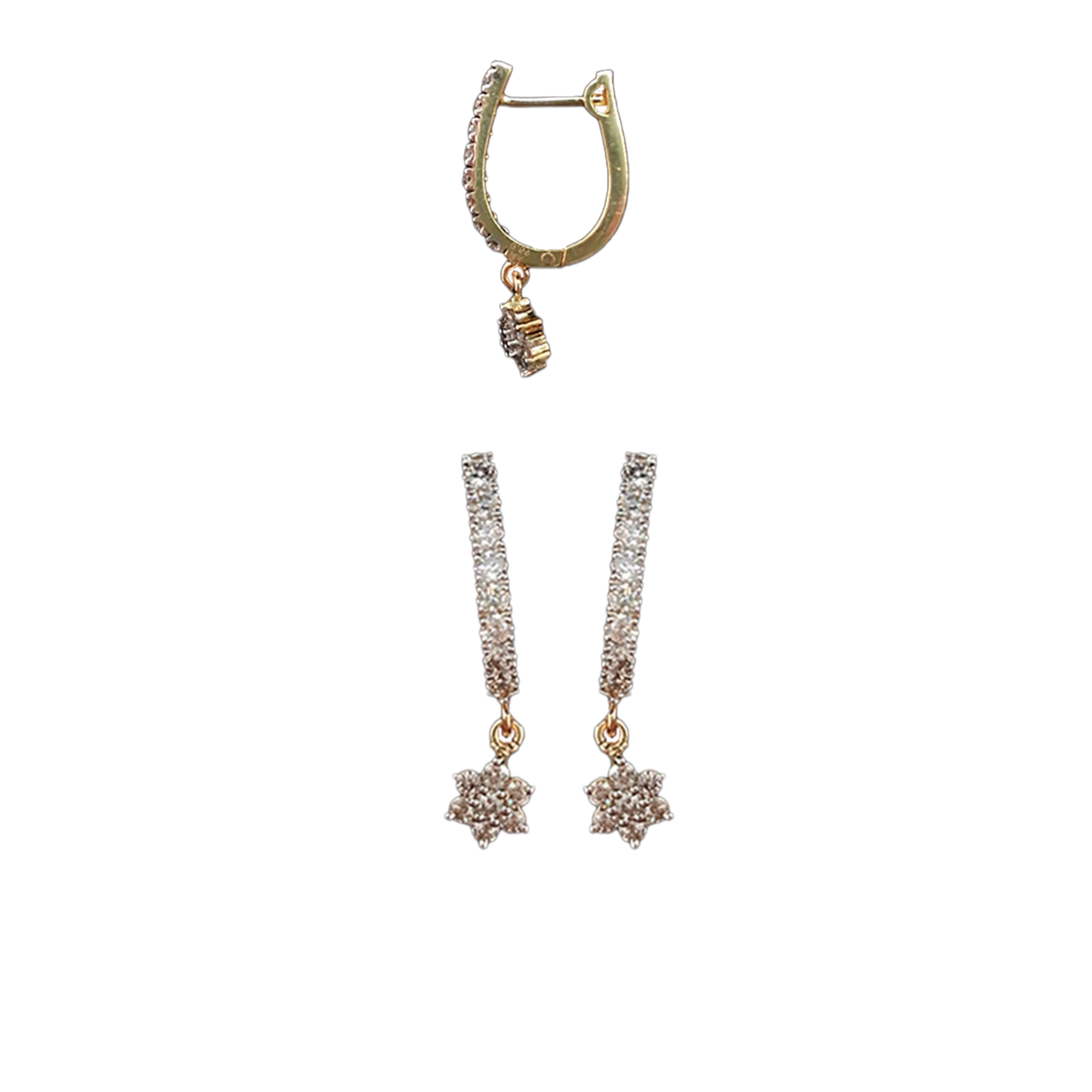 (TD-515) Diamond Tops in 14 CT Hallmarked Gold (Diamond 0.59 Grams ,Gold 3.203 Grams)