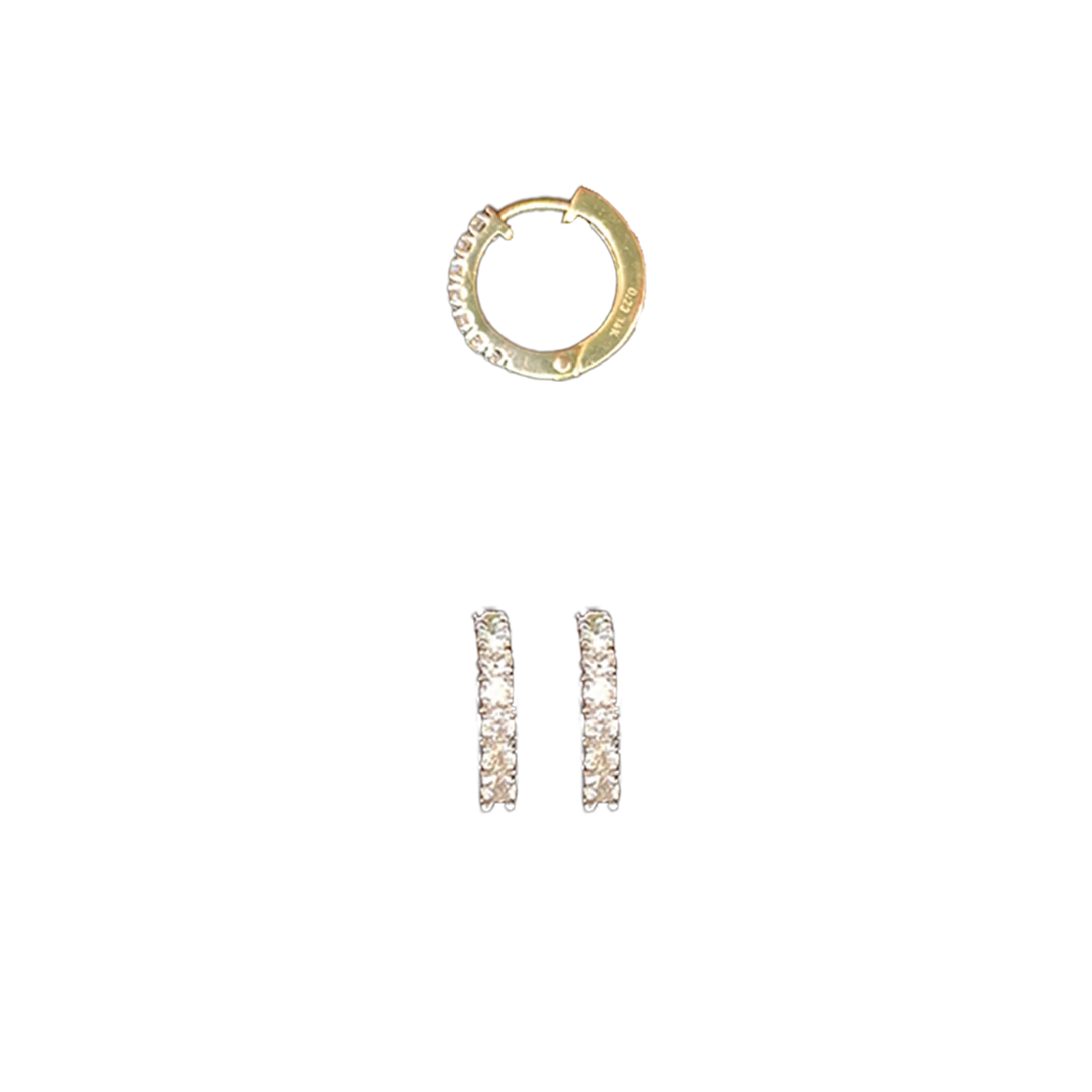 (TD-518) Diamond Bali in 14 KT Hallmarked (Diamond 0.23 Grams ,Gold 1.686 Grams)