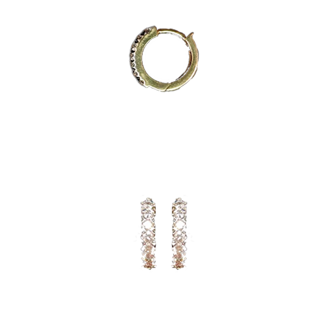 (TD-524) Diamond Bali in 14 KT Hallmarked (Diamond 0.19 Grams ,Gold 1.350 Grams)