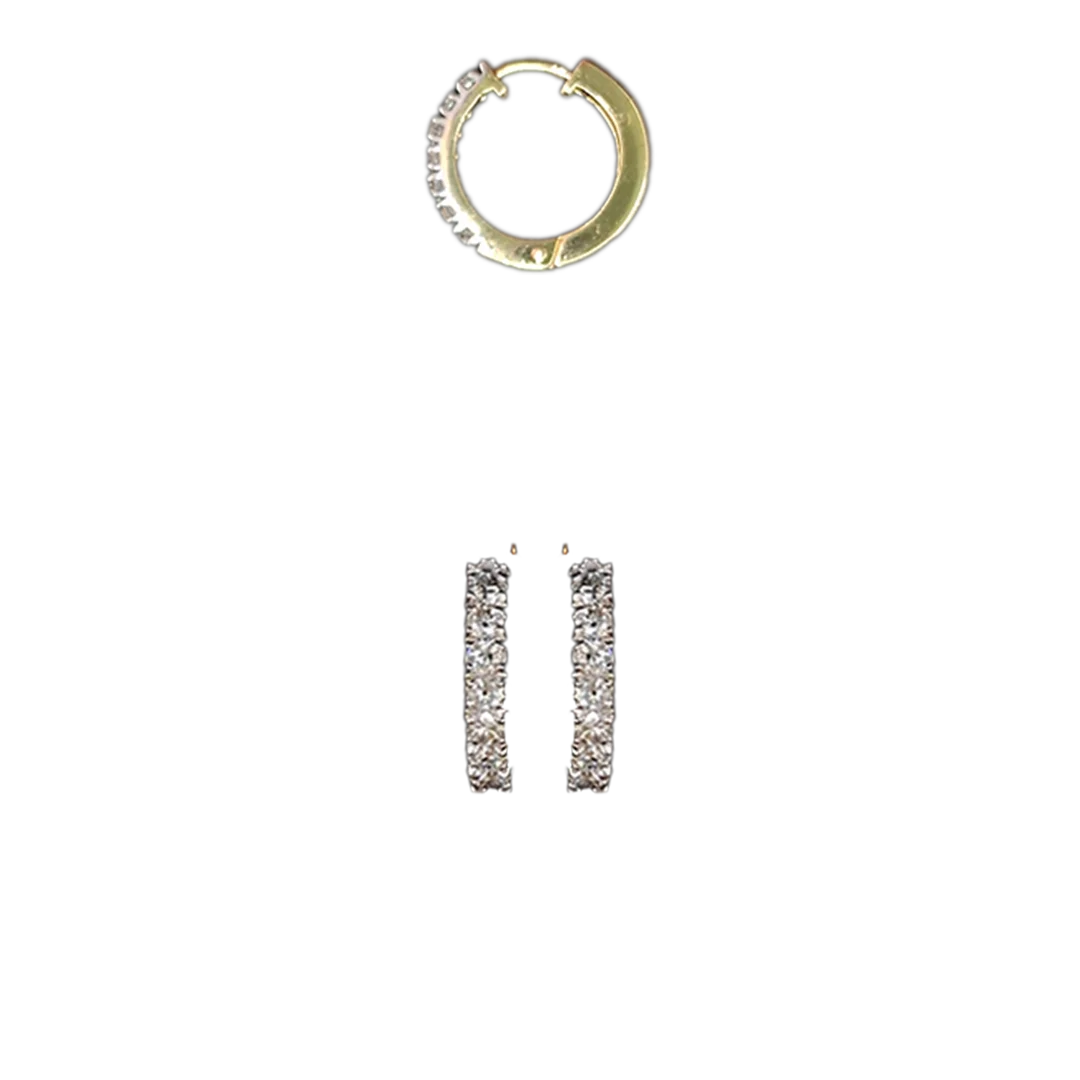 (TD-525) Diamond Bali in 14 KT Hallmarked (Diamond 0.36Grams , Gold 2.482 Grams)