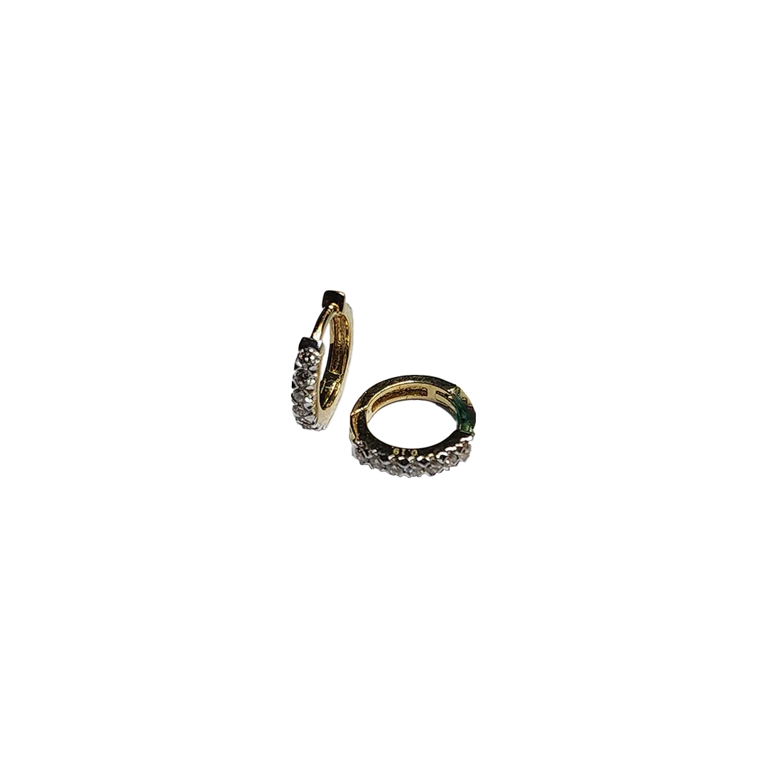 (TD-536)  Diamond Bali , Gold 1.350 Grams, 14CT, Diamond-0.19 CT (Hallmarked)