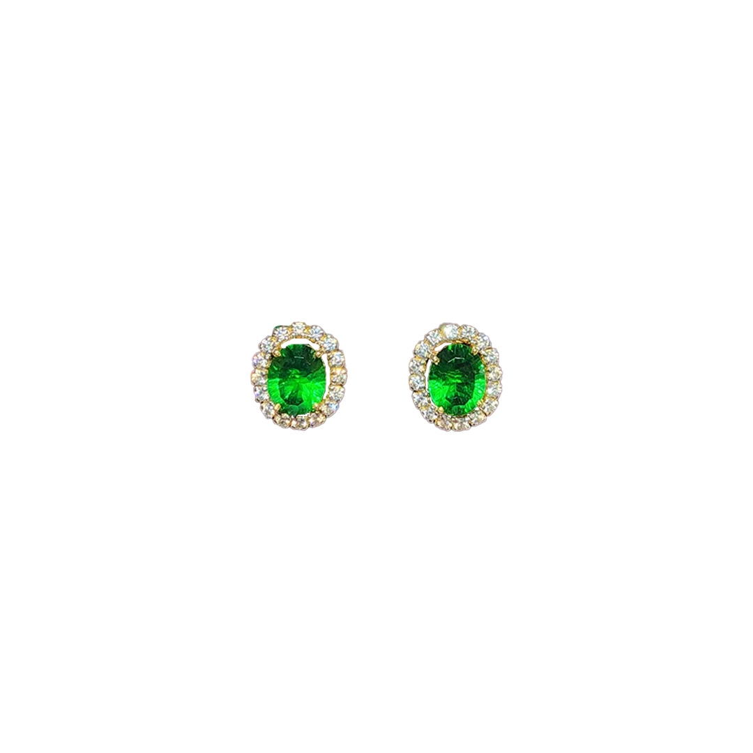 (TG-598) Tops in Gold 8.230 Grams, 14 ct With AD 3.80 CT, Green Stone-4.73ct, Cost of stone -Rs.1200 (Hallmarked)