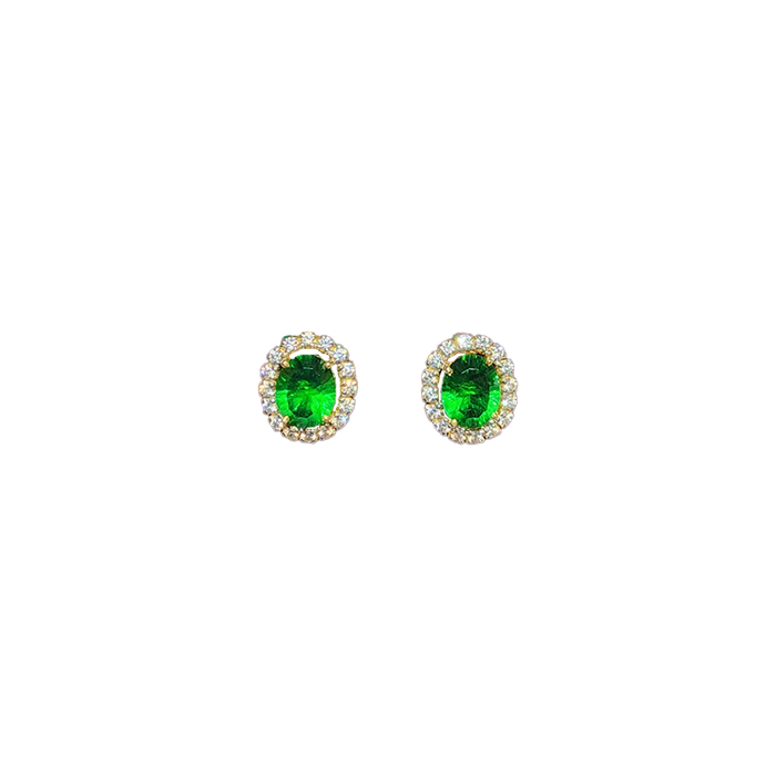 (TG-598) Tops in Gold 8.230 Grams, 14 ct With AD 3.80 CT, Green Stone-4.73ct, Cost of stone -Rs.1200 (Hallmarked)