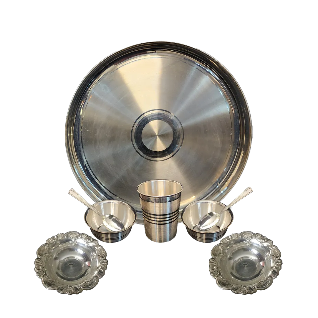 Thali Silver Set 9 pcs 880 Grams