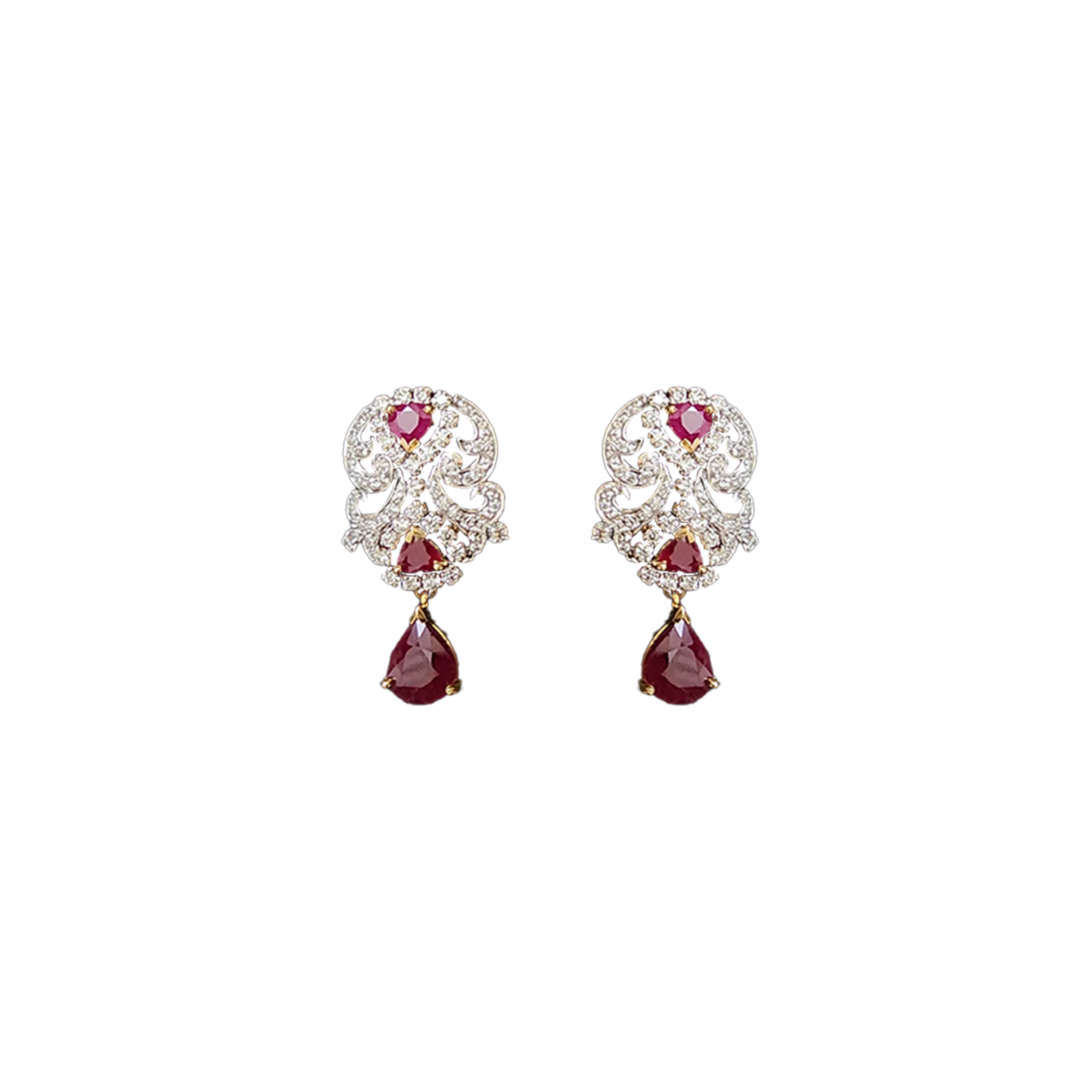 Diamond Tops in 14/18 CT Hallmarked Gold ( Diamond with Ruby Dia-2.46 ct Gold-17.060, in 14kt Purity, Ruby in tops=9.80ct) (PSD-211)
