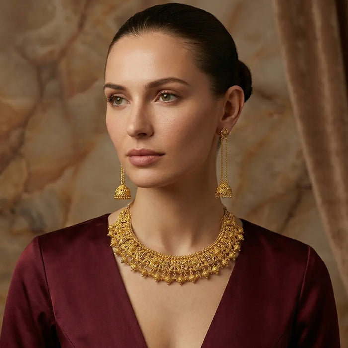 Gold necklace 33.078 Gold earring 25.623 Hallmarked (MSG-291 and TG-751)